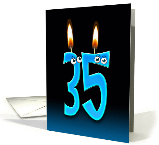 35th Birthday Party invitation with candles and eyeballs card
