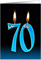 70th Birthday Party invitation with candles and eyeballs card