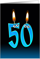 50th Birthday Party invitation with candles and eyeballs card