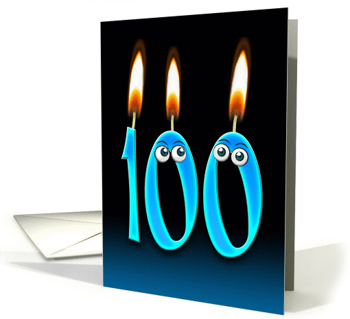 100th Birthday Party invitation with candles and eyeballs card