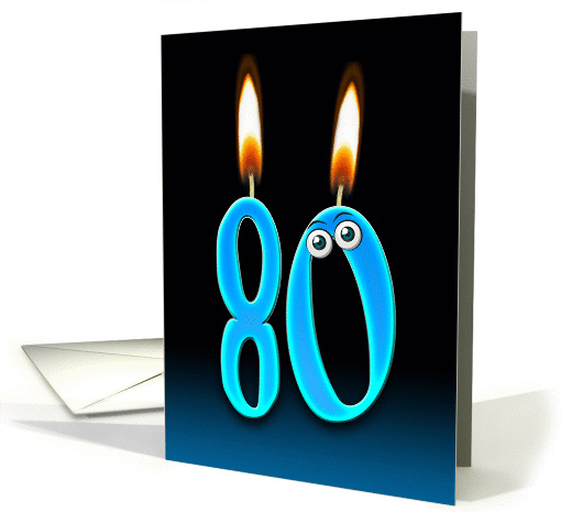 80th Birthday Party invitation with candles and eyeballs card