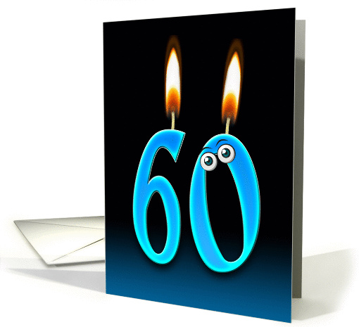 60th Birthday Party invitation with candles and eyeballs card