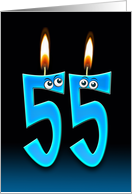 55th Birthday humor with candles and eyeballs card