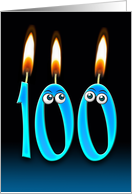 100th Birthday humor with candles and eyeballs card