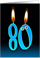 80th Birthday humor with candles and eyeballs card
