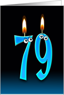 79th Birthday humor with candles and eyeballs card