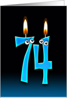 74th Birthday humor with candles and eyeballs card