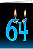 64th Birthday humor with candles and eyeballs card