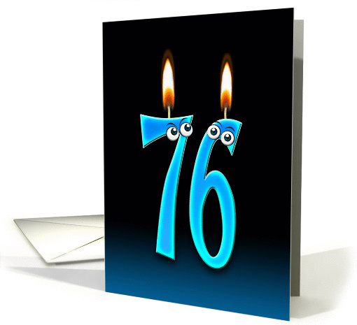 76th Birthday humor with candles and eyeballs card (1141500)