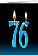 76th Birthday humor with candles and eyeballs card