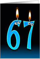 67th Birthday humor with candles and eyeballs card