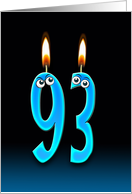 93rd Birthday humor with candles and eyeballs card