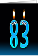 83rd Birthday humor with candles and eyeballs card