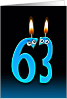 63rd Birthday humor with candles and eyeballs card