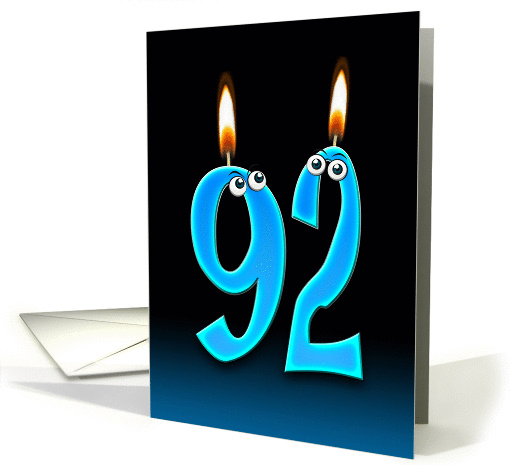 92nd Birthday humor with candles and eyeballs card (1141518)