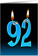92nd Birthday humor with candles and eyeballs card