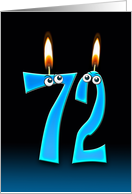 72nd Birthday humor with candles and eyeballs card