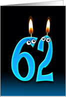 62nd Birthday humor with candles and eyeballs card