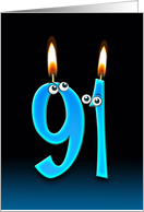 91st Birthday humor with candles and eyeballs card