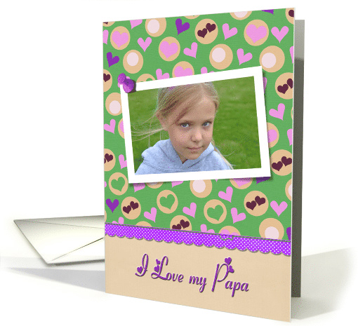Birthday for Papa photo card white frame with hearts card (1151770)