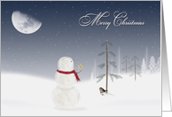 Grandparents’ Christmas - snowman with gold star and moon card