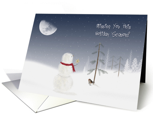 Christmas Miss You - snowman with gold star and moon card (1153512)