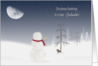 Godmother’s Christmas snowman with gold star and moon card