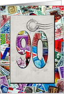 90th Birthday for Stamp Collector with postmark card
