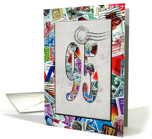 95th Birthday for Stamp Collector with postmark card (1155242)