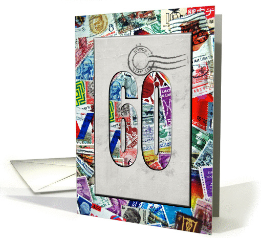 60th Birthday for Stamp Collector with postmark card (1155258)