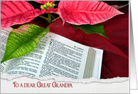 Great Grandpa’s Christmas-Holy Bible with poinsettia and red tulle card