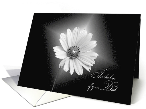 Loss of Dad sympathy white daisy illuminated on black card (1160204)