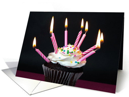 Birthday candles on chocolate cupcake card (1166664)