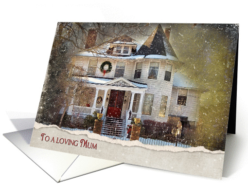 Christmas for Mum-old Victorian house in snow card (1169524)