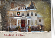 Christmas for Grandma-old Victorian house in snow card