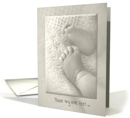 New Baby congratulations baby feet in sepia tone card (1175686)