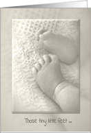 New Baby congratulations baby feet in sepia tone card