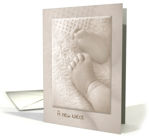 New Niece congratulations baby feet in sepia tone card (1175938)