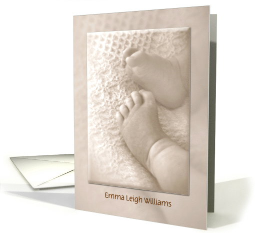 Customized Birth Announcement-baby feet in sepia tone card (1175986)