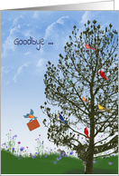 Goodbye from the group, birds in tree with squirrels card