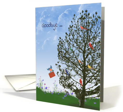 Goodbye from employees birds in tree with squirrel card (1176678)