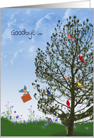 Goodbye from employees birds in tree with squirrel card