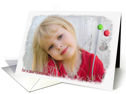 for Grandma - Christmas snowflake photo card with ornament card