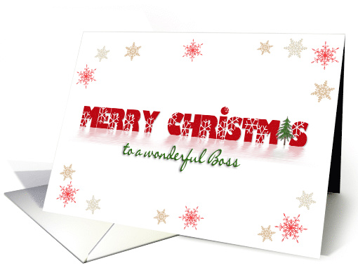 Merry Christmas for Boss, snowflake border on white with... (1179322)