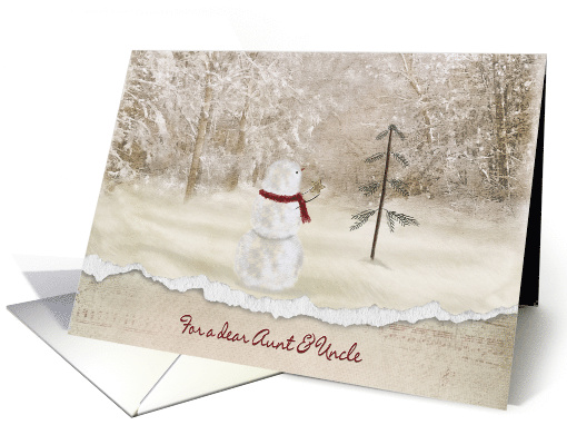 Christmas for Aunt and Uncle, snowman with gold star card (1179488)