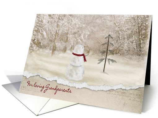 Christmas for Grandparents-snowman with gold star card (1179494)