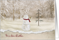 Christmas for Brother snowman with gold star decoration for tree card