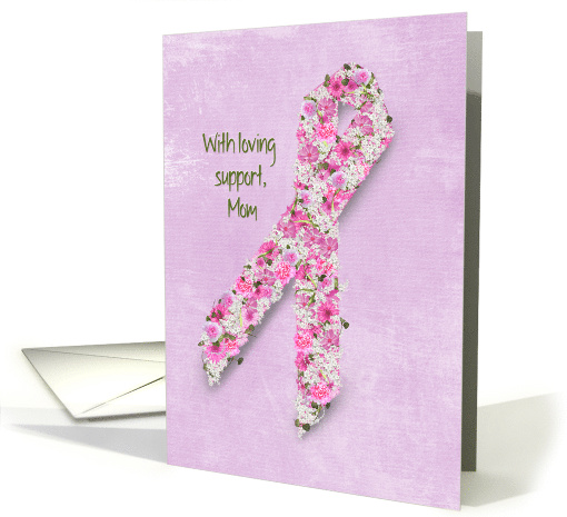 for Mom, pink floral ribbon for breast cancer patient card (1180566)