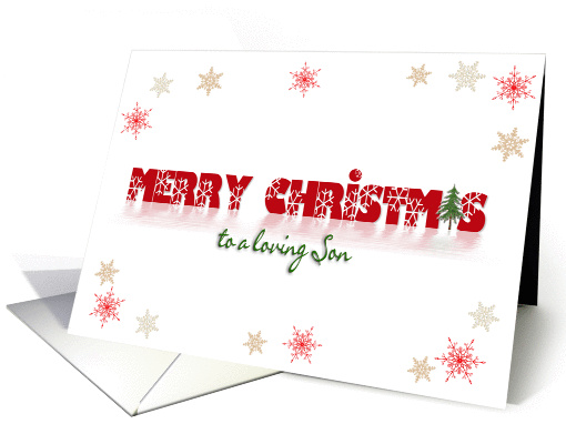Merry Christmas for Son-snowflakes border on white with... (1180760)