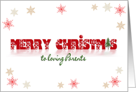 Merry Christmas for Parents, snowflake border on white with reflection card